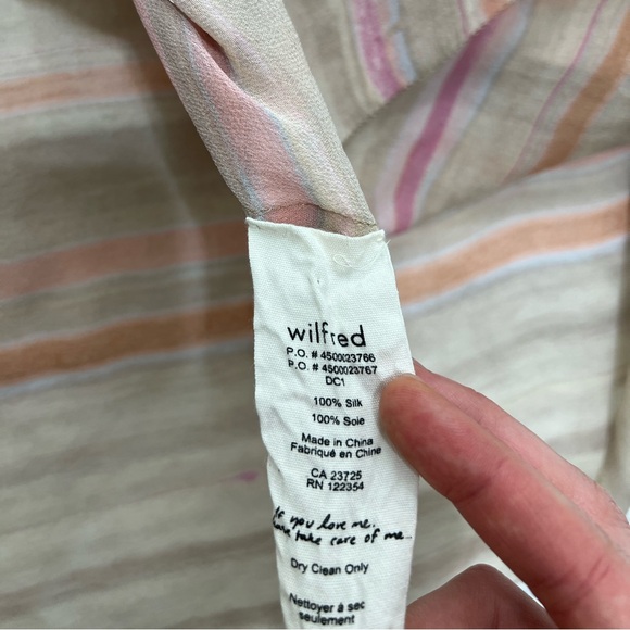 Wilfred Silk Peachy Stripe Button Up Blouse - Picture 12 of 12